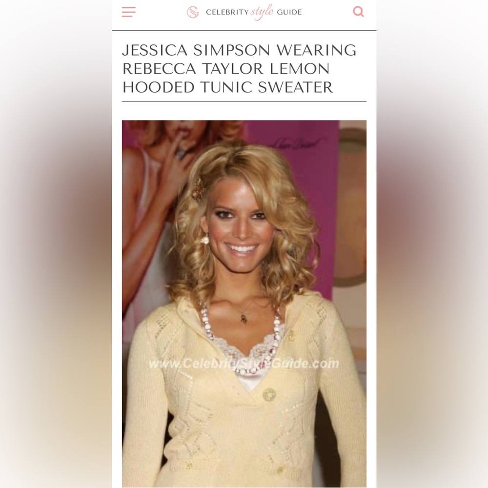 Rebecca Taylor Yellow Lemon Hood Sweater ASO Jessica Simpson